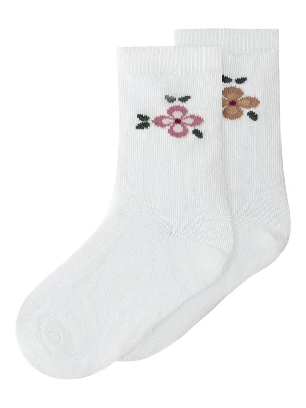 Nmfhollie 2 pk hvite sokker med blomster