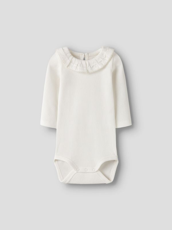 Nbffloris offwhite ribbet body med krage