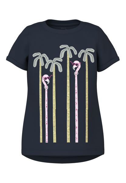 Name it, Nmfvix mørkeblå t-skjorte m/flamingoer