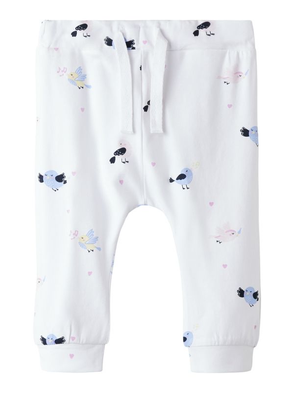 Nbfvandora hvit bukse med fugler