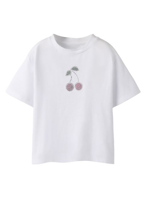 Hovedbilde Nkflanica hvit t-skjorte med kirsebær