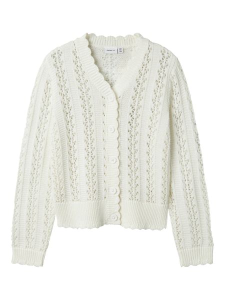 Name it, Nkftana hvit cardigan med blondemønster