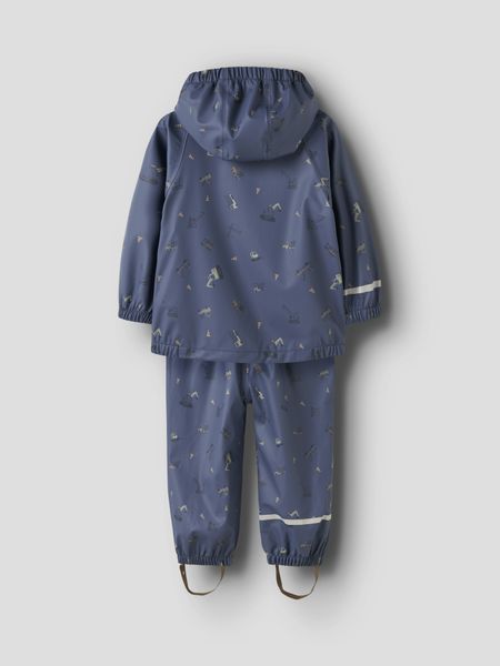 Name it, Nmmdry10 blått regnsett m/anleggsmaskiner
