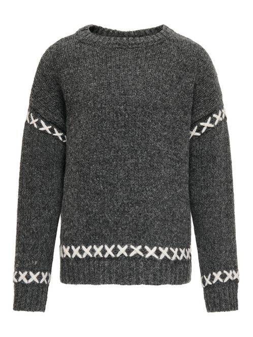 Hovedbilde Kogamanda grå strikket genser m/hvitt mønster