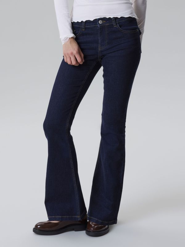 Nlfblibling mørkeblå flared jeans m/dekorative baklommer