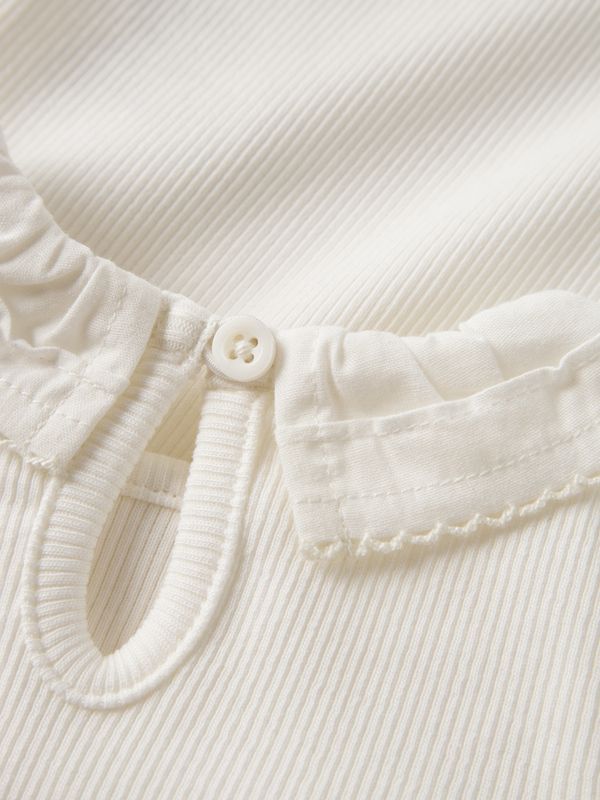 Nbffloris offwhite ribbet body med krage