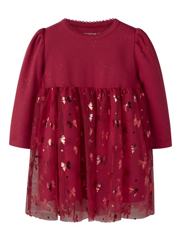 Nbfrosally julerød kjole m/glitter