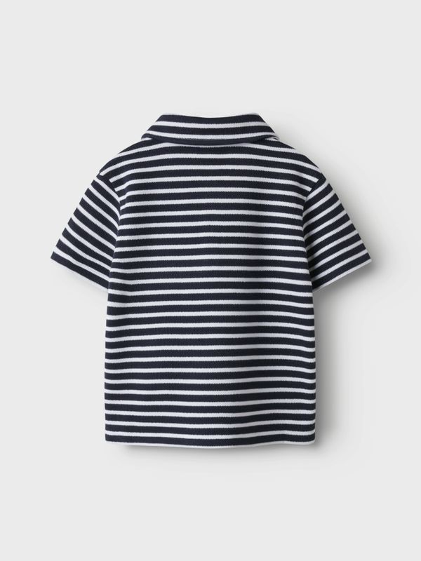 Nmmdaniel mørkeblå/hvit stripete polo t-skjorte
