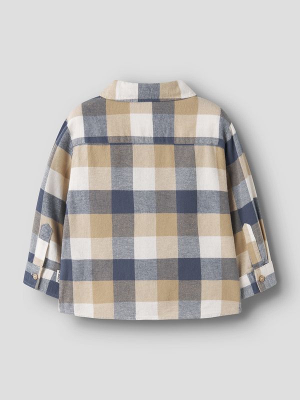 Nmmlevin beige/blå rutete flanell skjorte