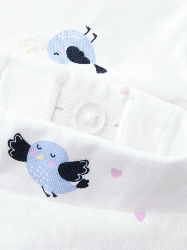 Nbfvandora hvit bukse med fugler