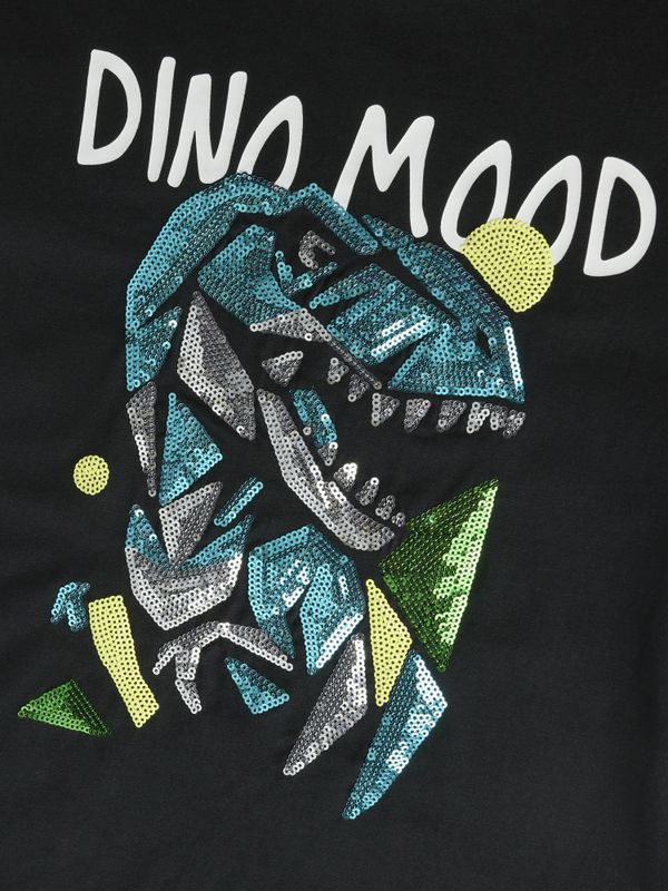 Nkmdorak svart genser med dinosaur i palijetter