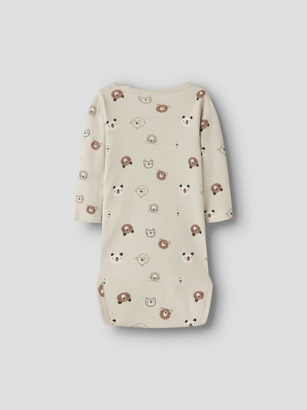 Nbnjoppi beige omslagsbody m/bjørner  