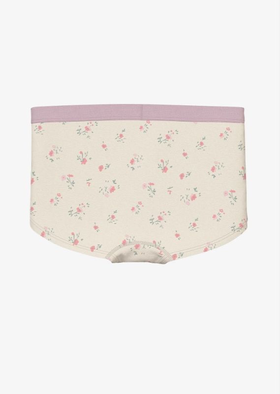 Nkfhipster 3 pk ferskenrosa, lyserosa og lysbeige hipster truser m/blomster