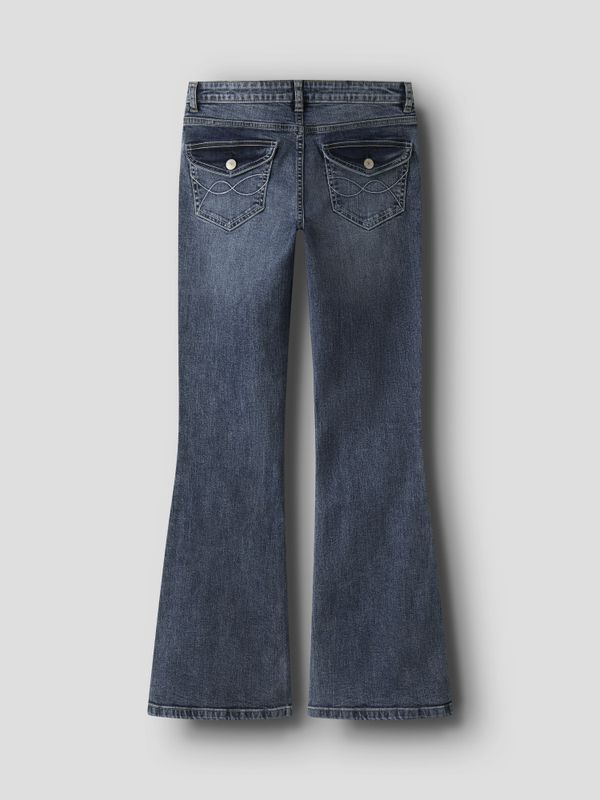 Nlfblibling mellomblå flared jeans m/dekorative baklommer 