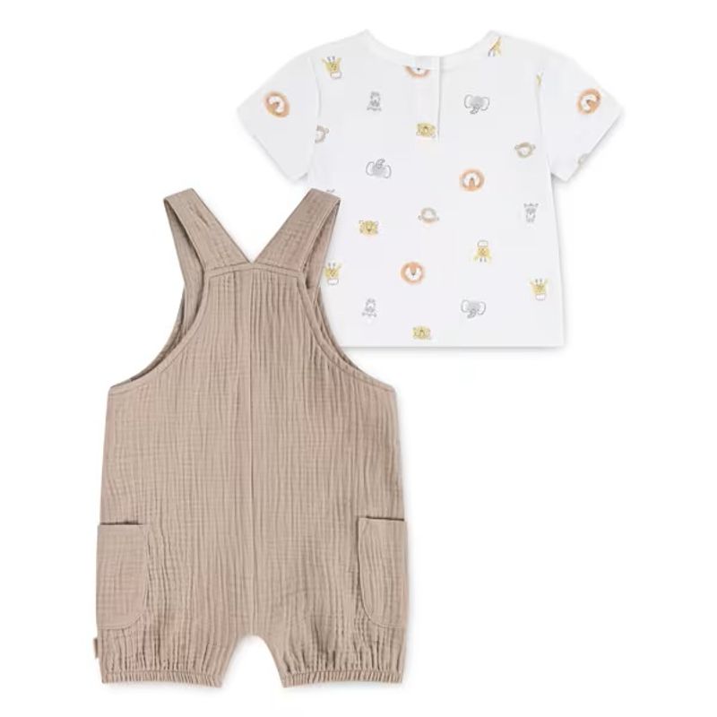 Beige shorts og t-skjortesett med dyr